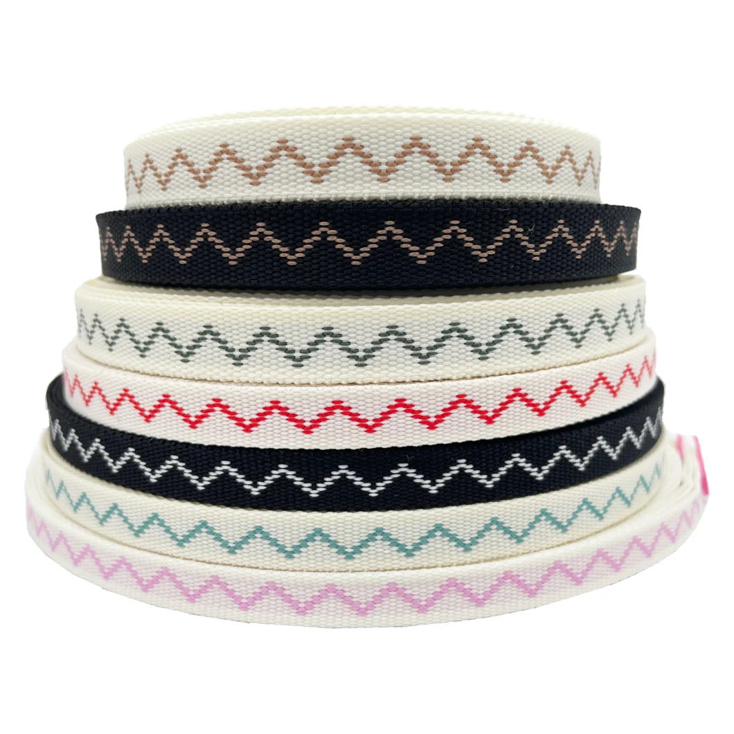 Wholesale Jacquard Webbing with Color Stripe Weaving for Garments /Bags /Seat Belt/Shoes Accessories/Pet Collar Leash Tape/Home Textile