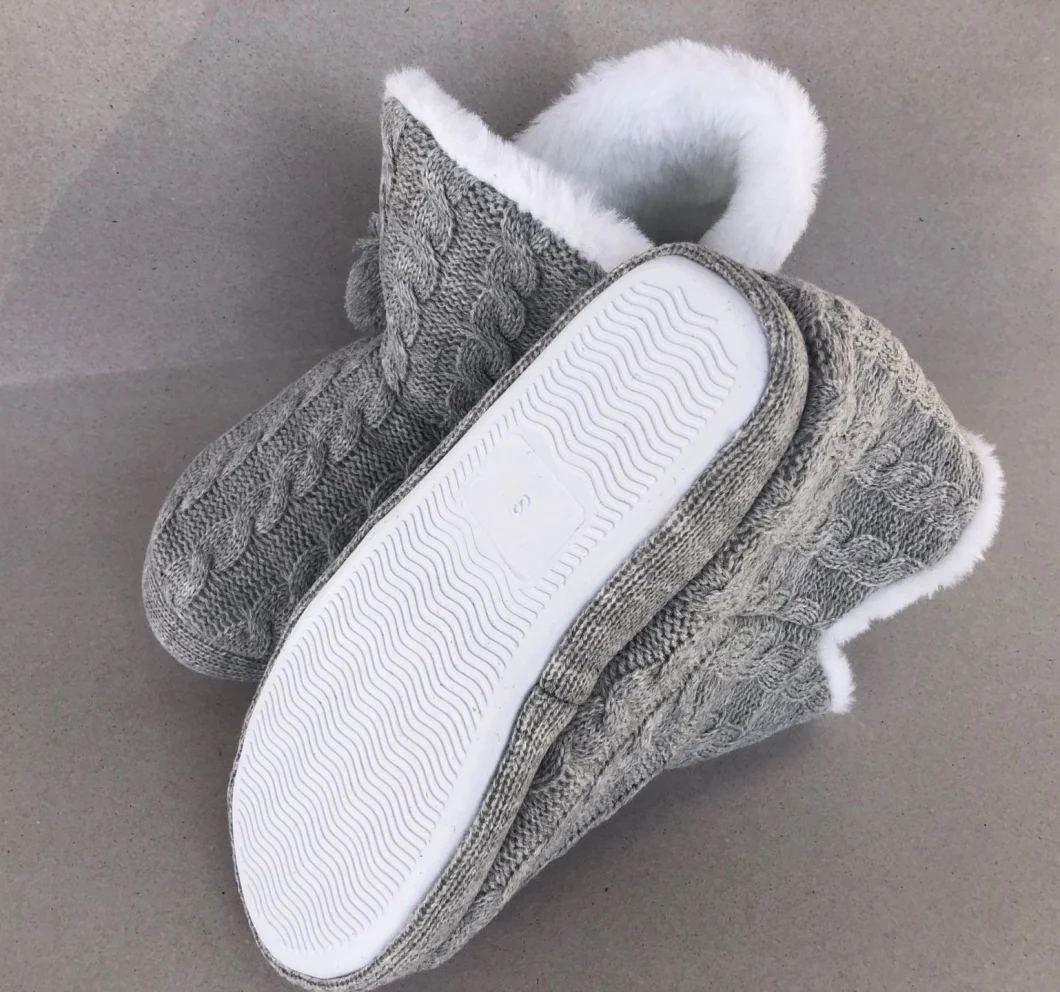 Luxury Ladies Thermal Jacquard Knitted Indoor Boots Home Wholesale Women Non-Slip Slippers Shoes