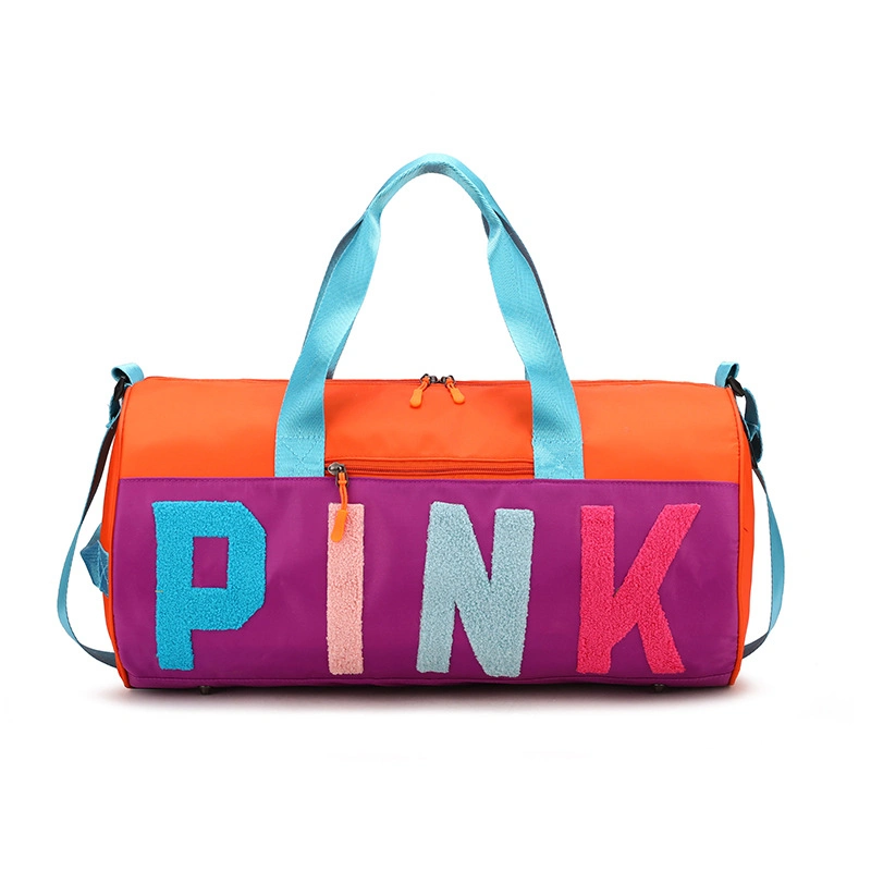 Customize Gym Women Duffel Weekend Bag Hot Promotion Travel Tote Bag Pink Fitness Girls Yoga Shoulder Gym Bag